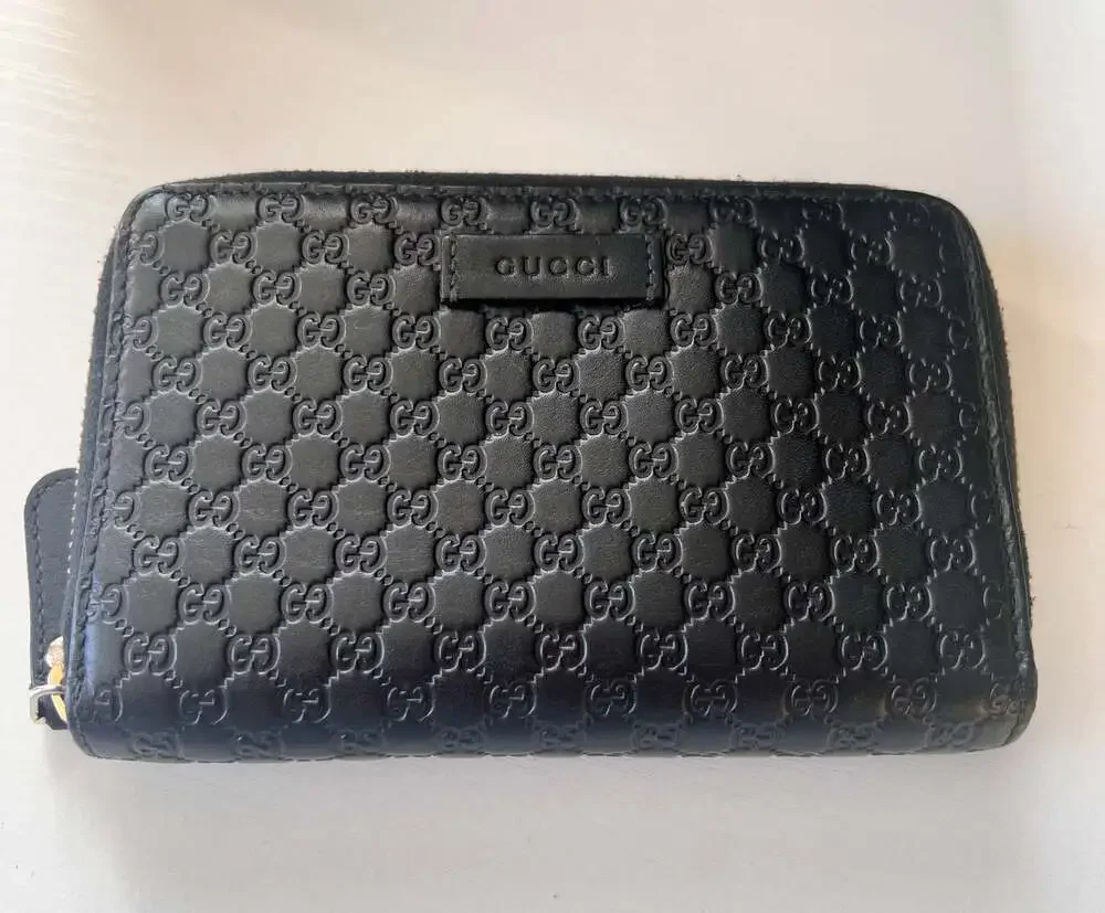 Gucci Black Micro Guccissima Leather Zip Around Wallet - Picture 2 of 13